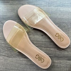 G by guess flat clear band sandals